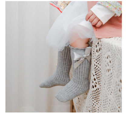 Baby Kid Unisex Solid Color Bow Accessories Socks Wholesale 22030224