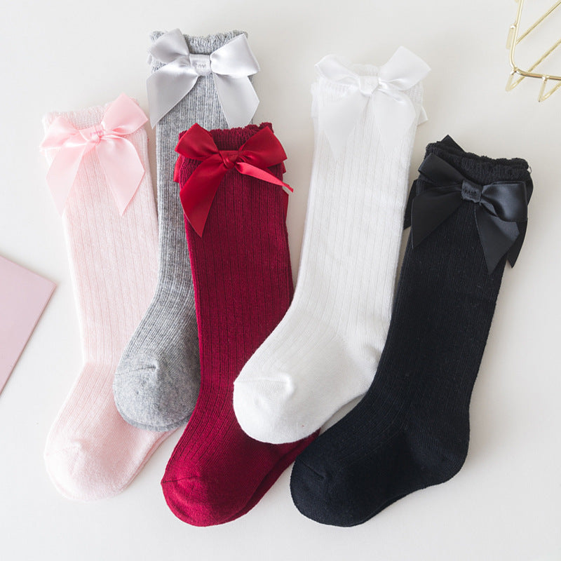 Baby Kid Unisex Solid Color Bow Accessories Socks Wholesale 22030224