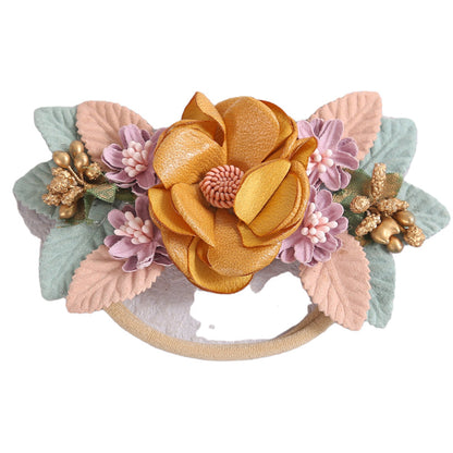 Girls Color-blocking Flower Accessories Headwear