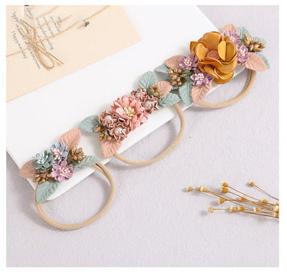 Girls Color-blocking Flower Accessories Headwear