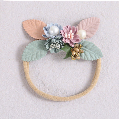 Girls Color-blocking Flower Accessories Headwear