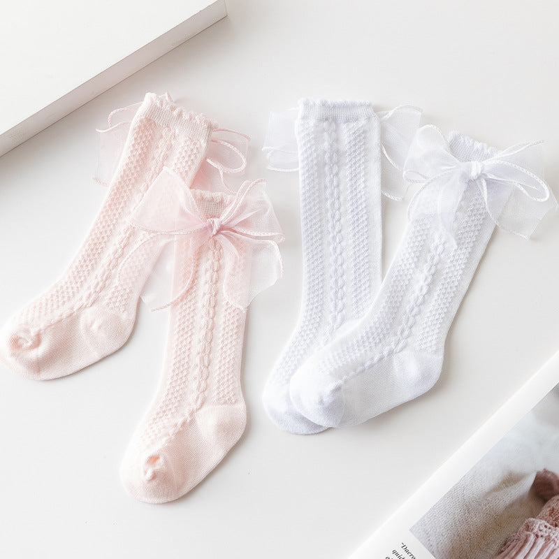 Girls Solid Color Bow Accessories Socks Wholesale 220302248