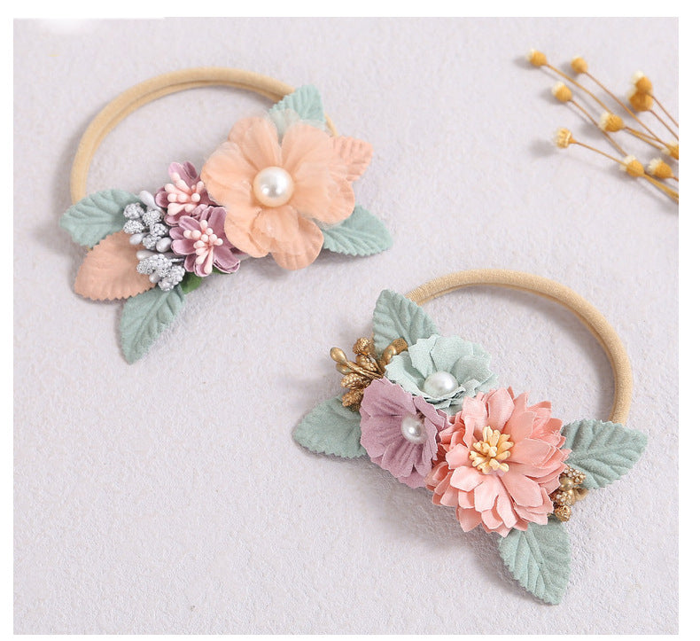 Girls Color-blocking Flower Accessories Headwear