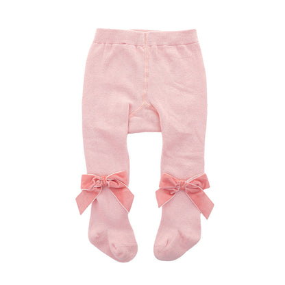 Girls Solid Color Bow Accessories Socks Wholesale 22030228