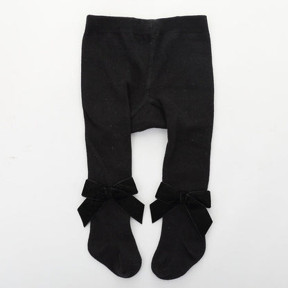 Girls Solid Color Bow Accessories Socks Wholesale 22030228