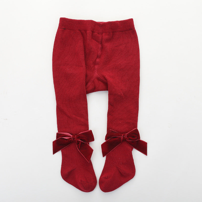 Girls Solid Color Bow Accessories Socks Wholesale 22030228