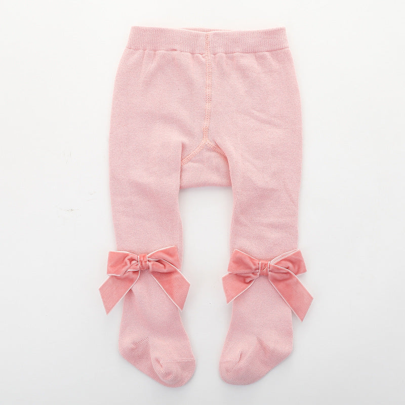 Girls Solid Color Bow Accessories Socks Wholesale 22030228