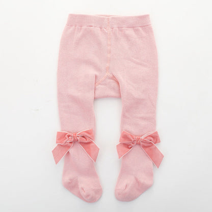 Girls Solid Color Bow Accessories Socks Wholesale 22030228