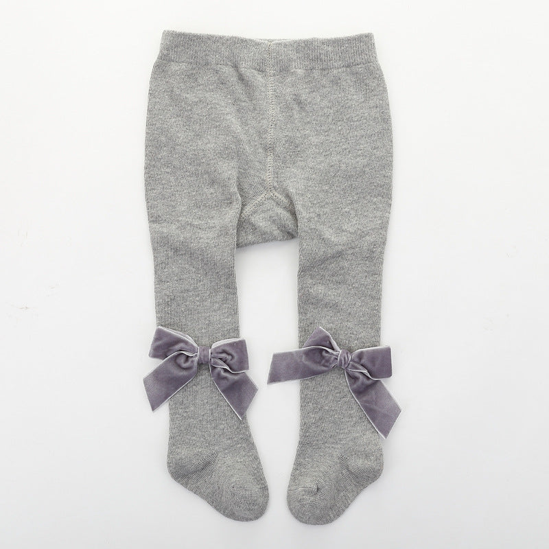 Girls Solid Color Bow Accessories Socks Wholesale 22030228