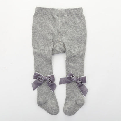 Girls Solid Color Bow Accessories Socks Wholesale 22030228