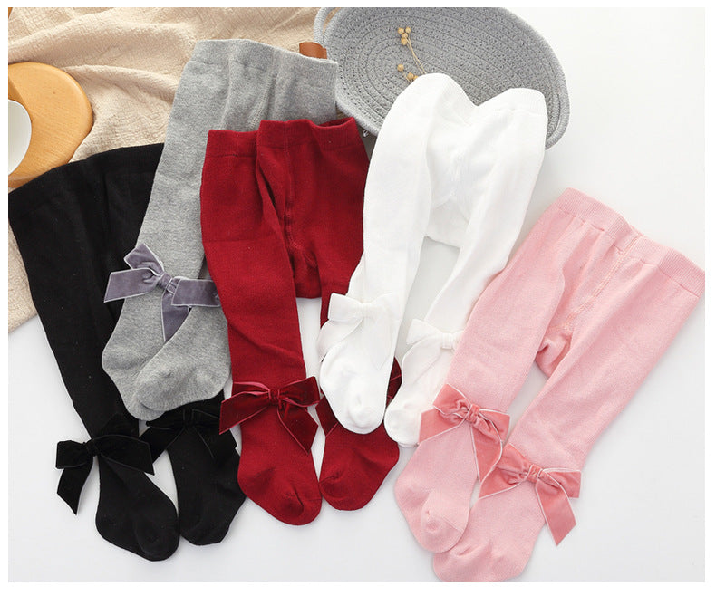 Girls Solid Color Bow Accessories Socks Wholesale 22030228