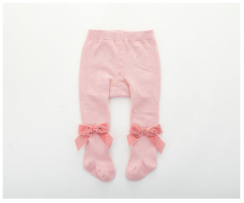 Girls Solid Color Bow Accessories Socks Wholesale 22030228