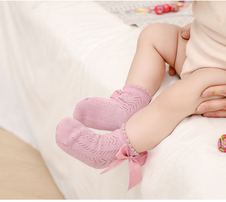 Baby Kid Girls Solid Color Bow Spanish Accessories Socks