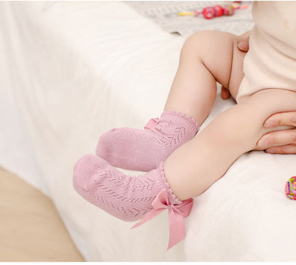 Baby Kid Girls Solid Color Bow Spanish Accessories Socks