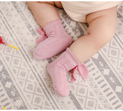 Baby Kid Girls Solid Color Bow Spanish Accessories Socks