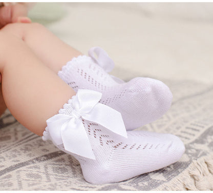 Baby Kid Girls Solid Color Bow Spanish Accessories Socks