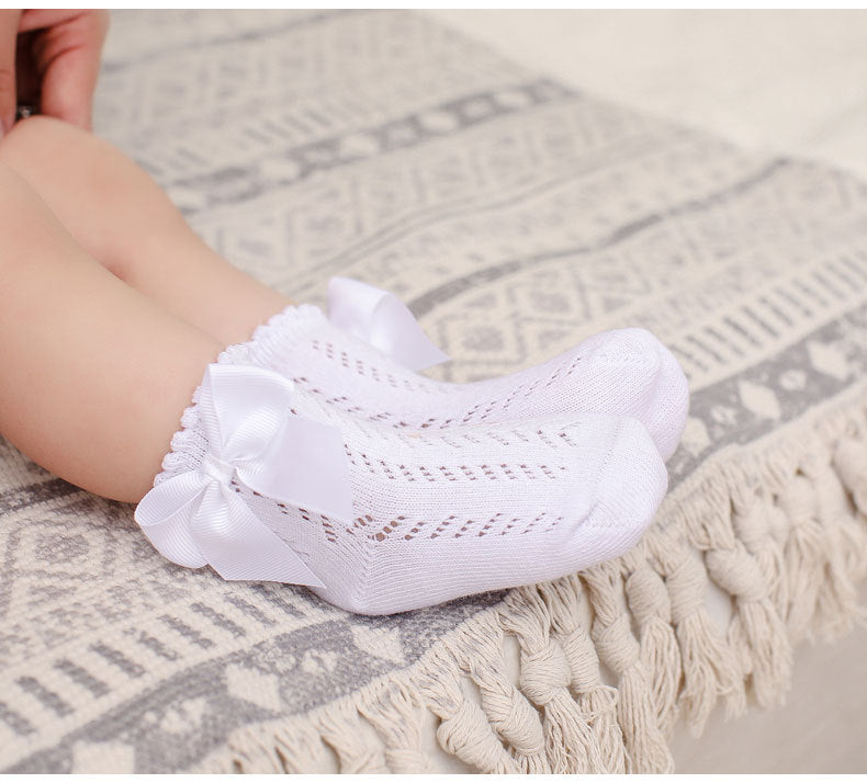 Baby Kid Girls Solid Color Bow Spanish Accessories Socks