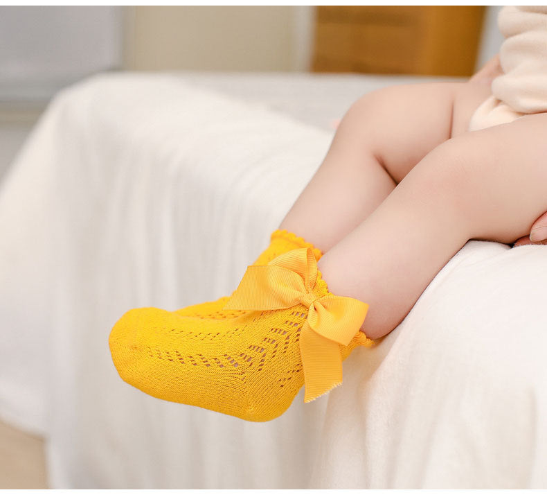 Baby Kid Girls Solid Color Bow Spanish Accessories Socks