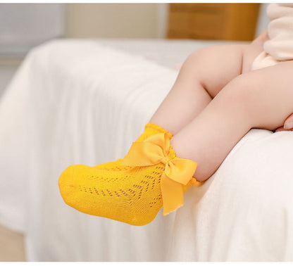 Baby Kid Girls Solid Color Bow Spanish Accessories Socks