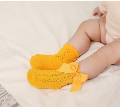 Baby Kid Girls Solid Color Bow Spanish Accessories Socks