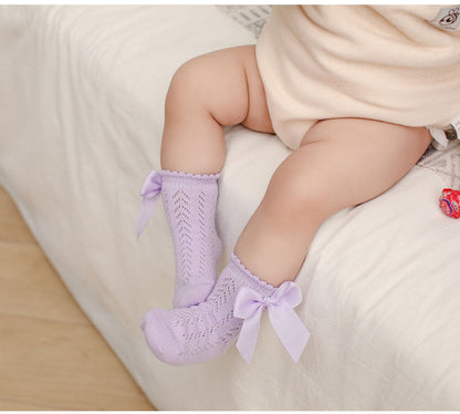 Baby Kid Girls Solid Color Bow Spanish Accessories Socks