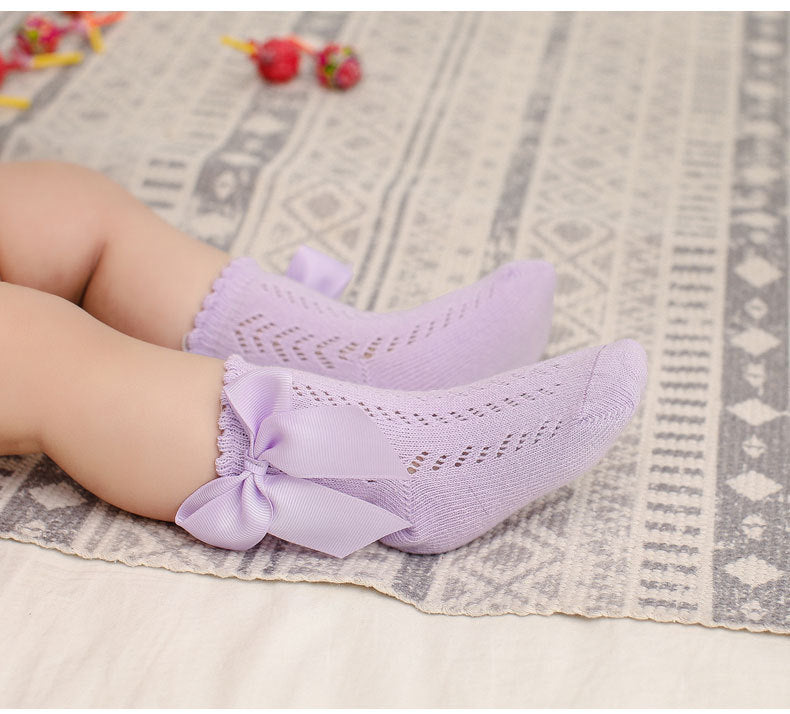 Baby Kid Girls Solid Color Bow Spanish Accessories Socks
