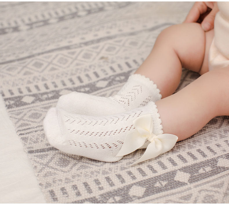 Baby Kid Girls Solid Color Bow Spanish Accessories Socks