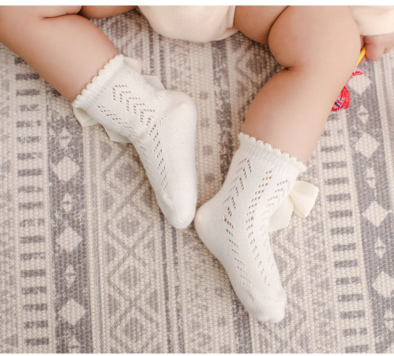 Baby Kid Girls Solid Color Bow Spanish Accessories Socks