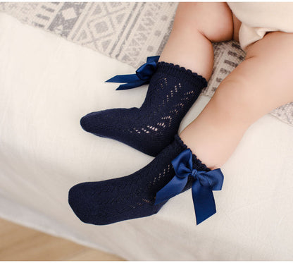 Baby Kid Girls Solid Color Bow Spanish Accessories Socks