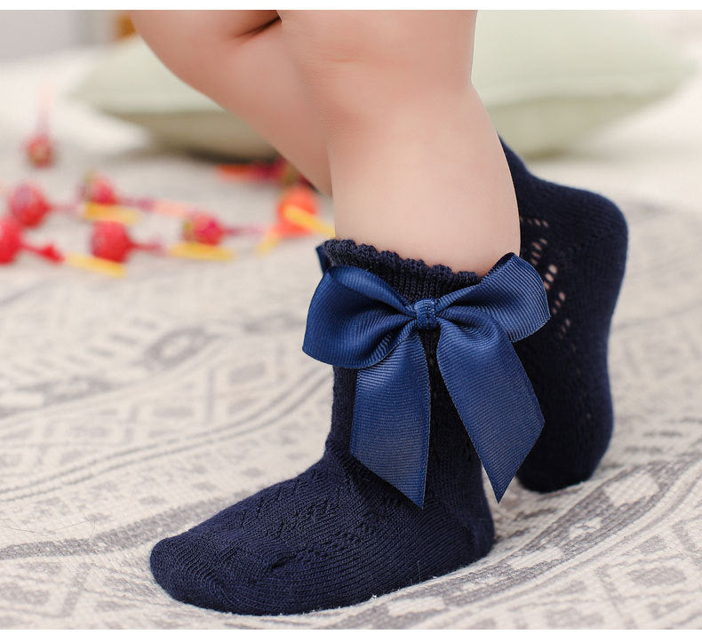 Baby Kid Girls Solid Color Bow Spanish Accessories Socks