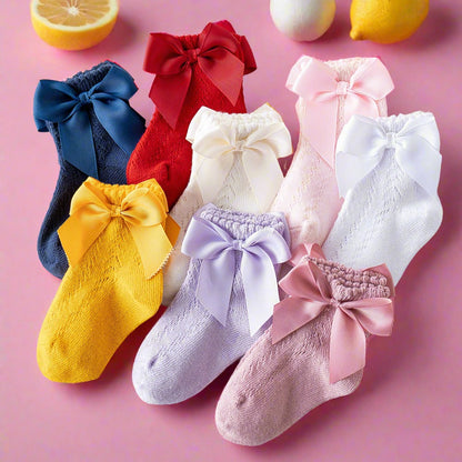 Baby Kid Girls Solid Color Bow Spanish Accessories Socks