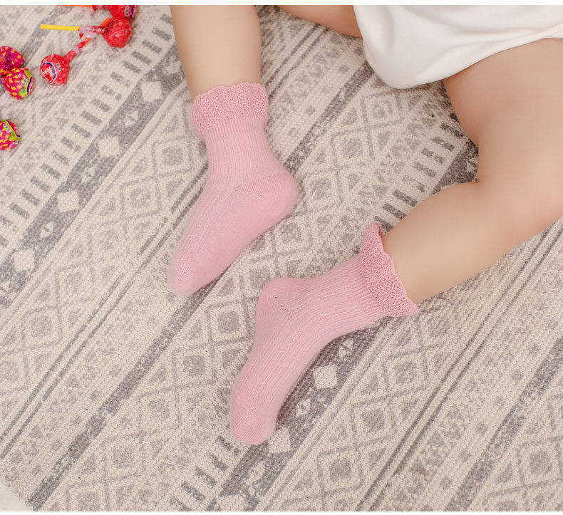 Baby Kid Girls Solid Color Accessories Socks