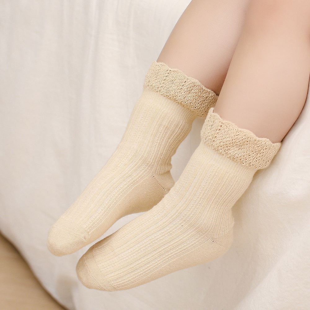Baby Kid Girls Solid Color Accessories Socks