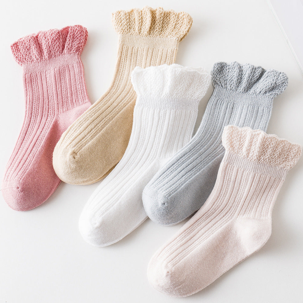 Baby Kid Girls Solid Color Accessories Socks
