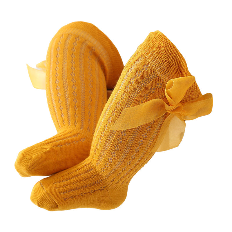 Baby Girls Solid Color Bow Accessories Socks