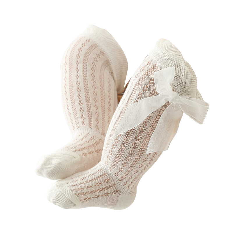 Baby Girls Solid Color Bow Accessories Socks