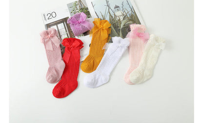 Baby Girls Solid Color Bow Accessories Socks