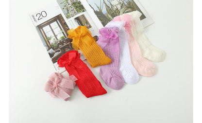 Baby Girls Solid Color Bow Accessories Socks