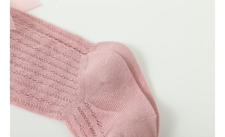 Baby Girls Solid Color Bow Accessories Socks