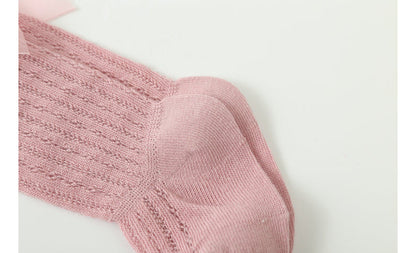 Baby Girls Solid Color Bow Accessories Socks