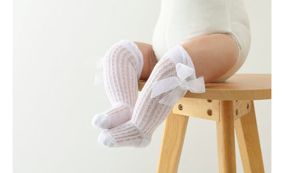 Baby Girls Solid Color Bow Accessories Socks