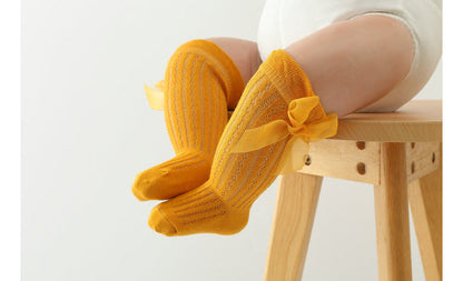Baby Girls Solid Color Bow Accessories Socks