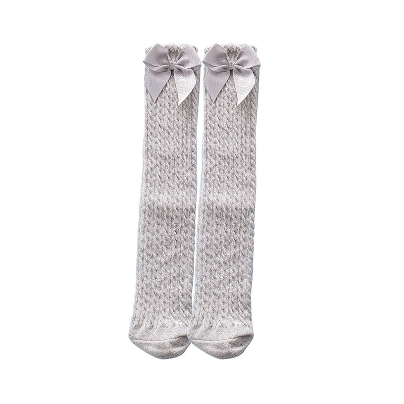 Baby Kid Girls Solid Color Bow Alphabet Accessories Socks