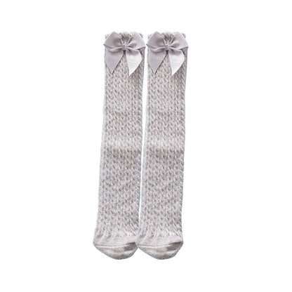 Baby Kid Girls Solid Color Bow Alphabet Accessories Socks