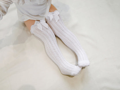 Baby Kid Girls Solid Color Bow Alphabet Accessories Socks