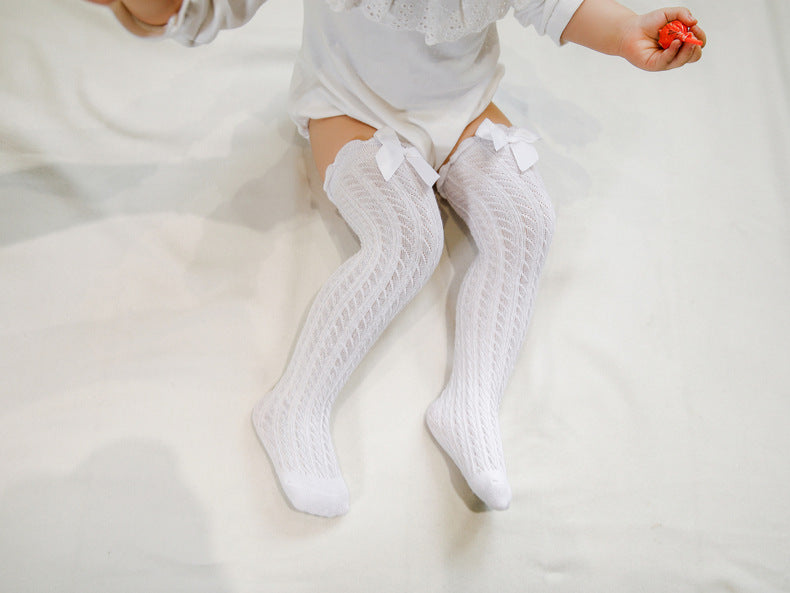 Baby Kid Girls Solid Color Bow Alphabet Accessories Socks