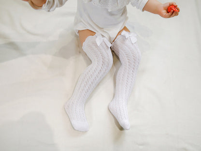 Baby Kid Girls Solid Color Bow Alphabet Accessories Socks