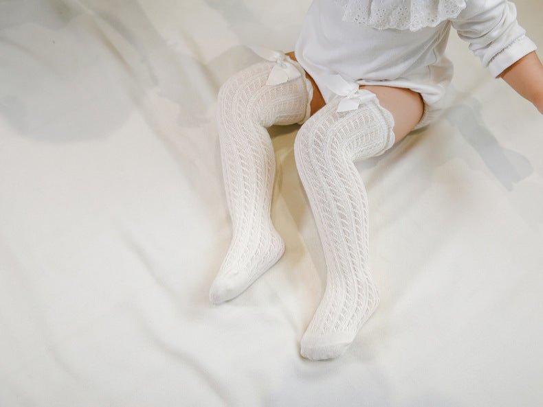 Baby Kid Girls Solid Color Bow Alphabet Accessories Socks