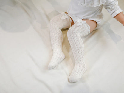 Baby Kid Girls Solid Color Bow Alphabet Accessories Socks