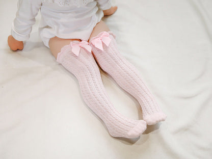 Baby Kid Girls Solid Color Bow Alphabet Accessories Socks